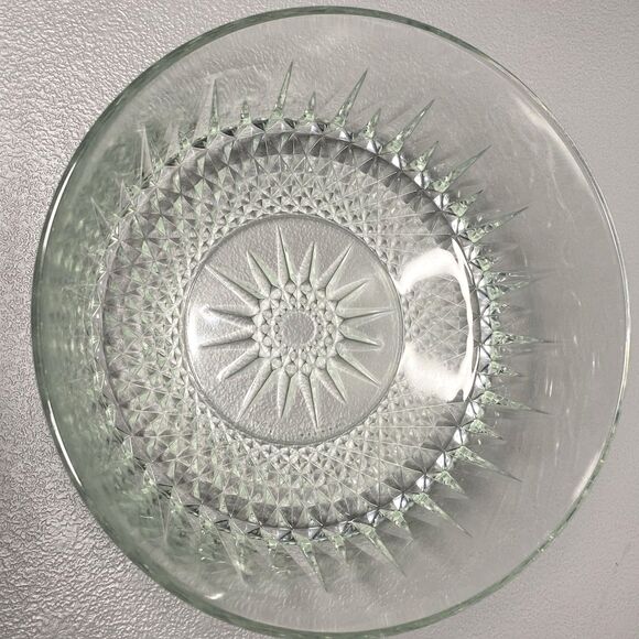 Vintage ARCROC USA Starburst Diamant Diamond Clear Glass Salad Serving Bowl – 9” - Picture 3 of 10